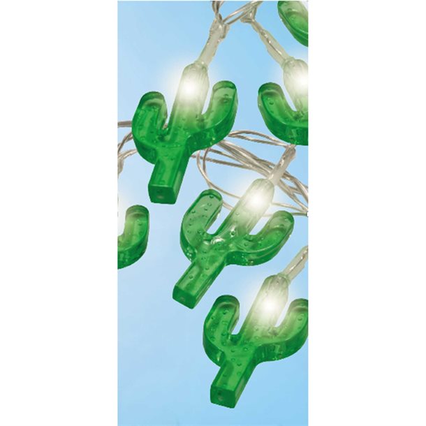 Kaktus batteridrevet lyskæde, 1,2 meter med 10 LED\'er i farven grøn - kan bruges ude- som indendørs DL-S005EZU